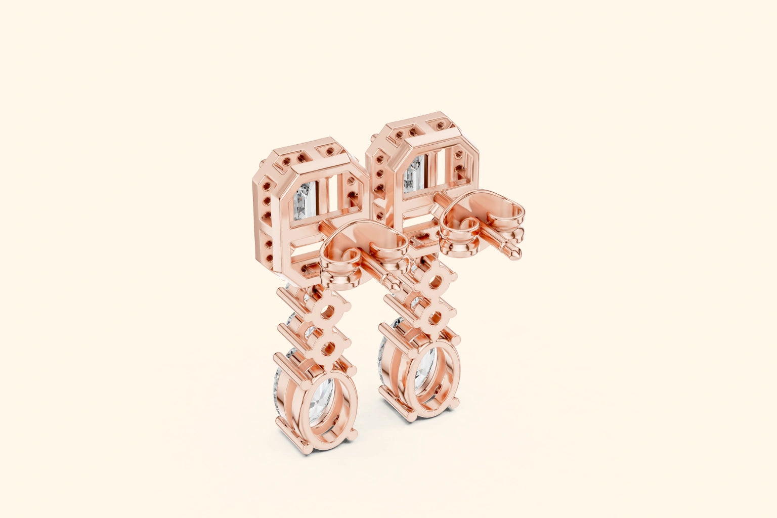 Multi-stone diamond design drop earrings