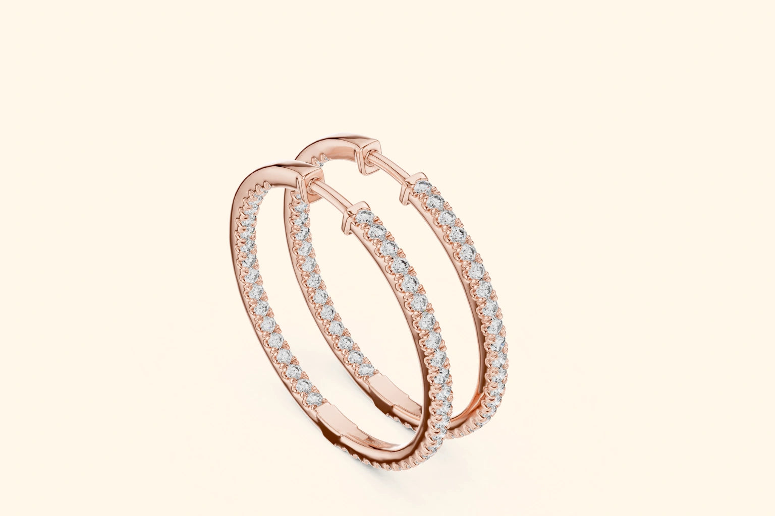 Elegant and timeless inside-out diamond hoop earrings