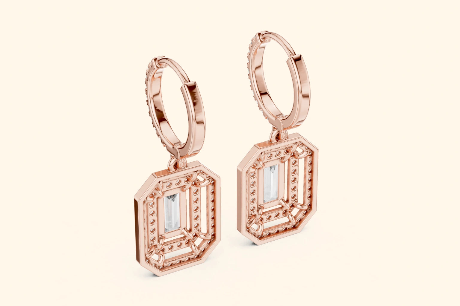 Art Deco-inspired design drop earrings