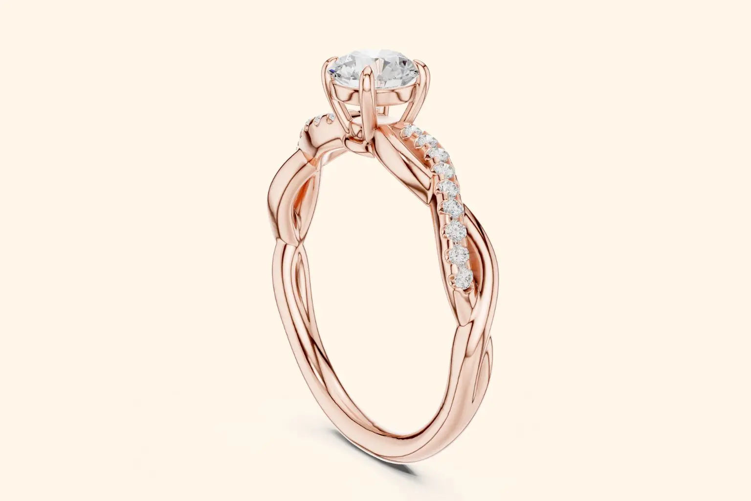 A straight-on view of an elaborate rose gold ring. The design features a cluster of diamonds forming a large oval shape, surrounded by an outer halo of smaller, closely-set pave diamonds.