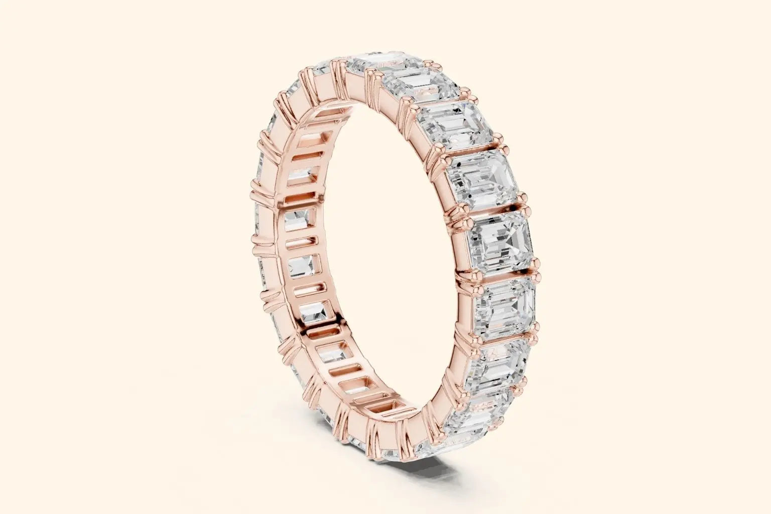 Emerald diamond rose gold ring 2