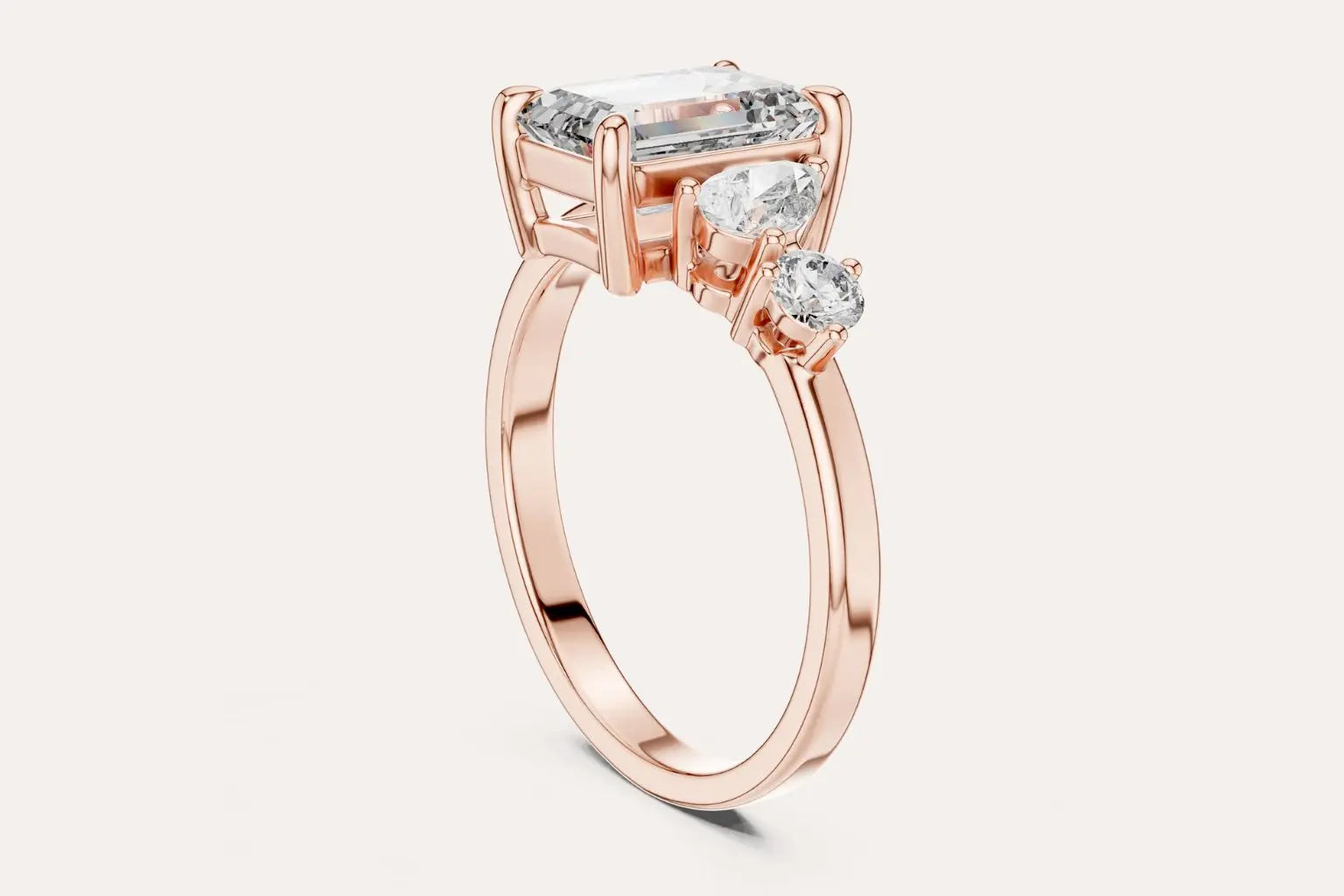 Blushing Brilliance Emerald-Stone Diamond Ring