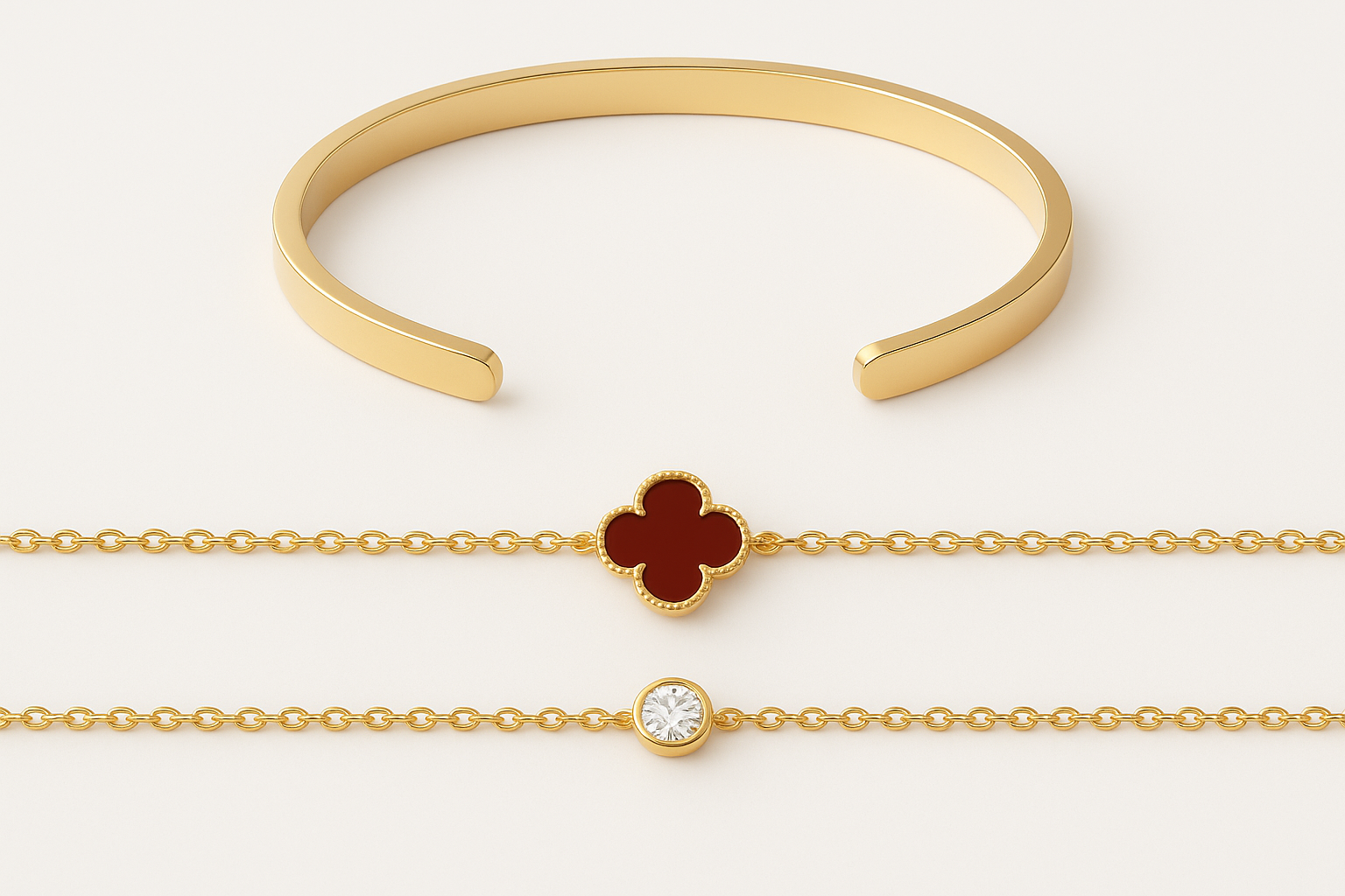 Gold Bracelet Trio - Clean White Background