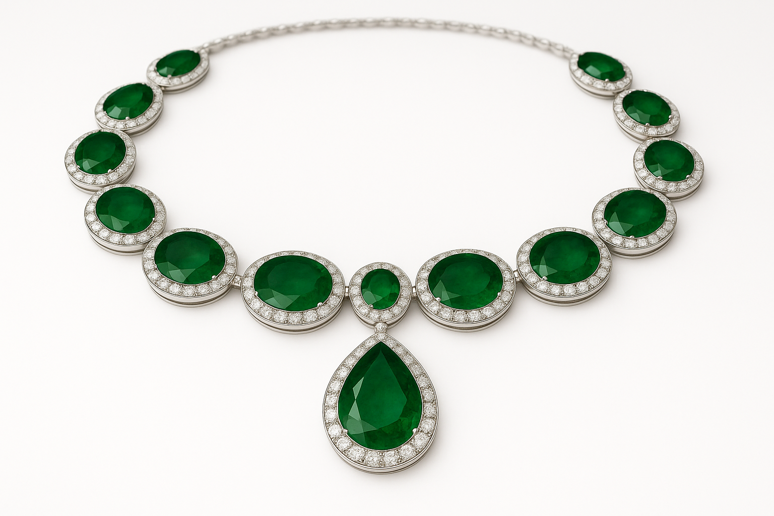 High-quality emerald and diamond necklace
