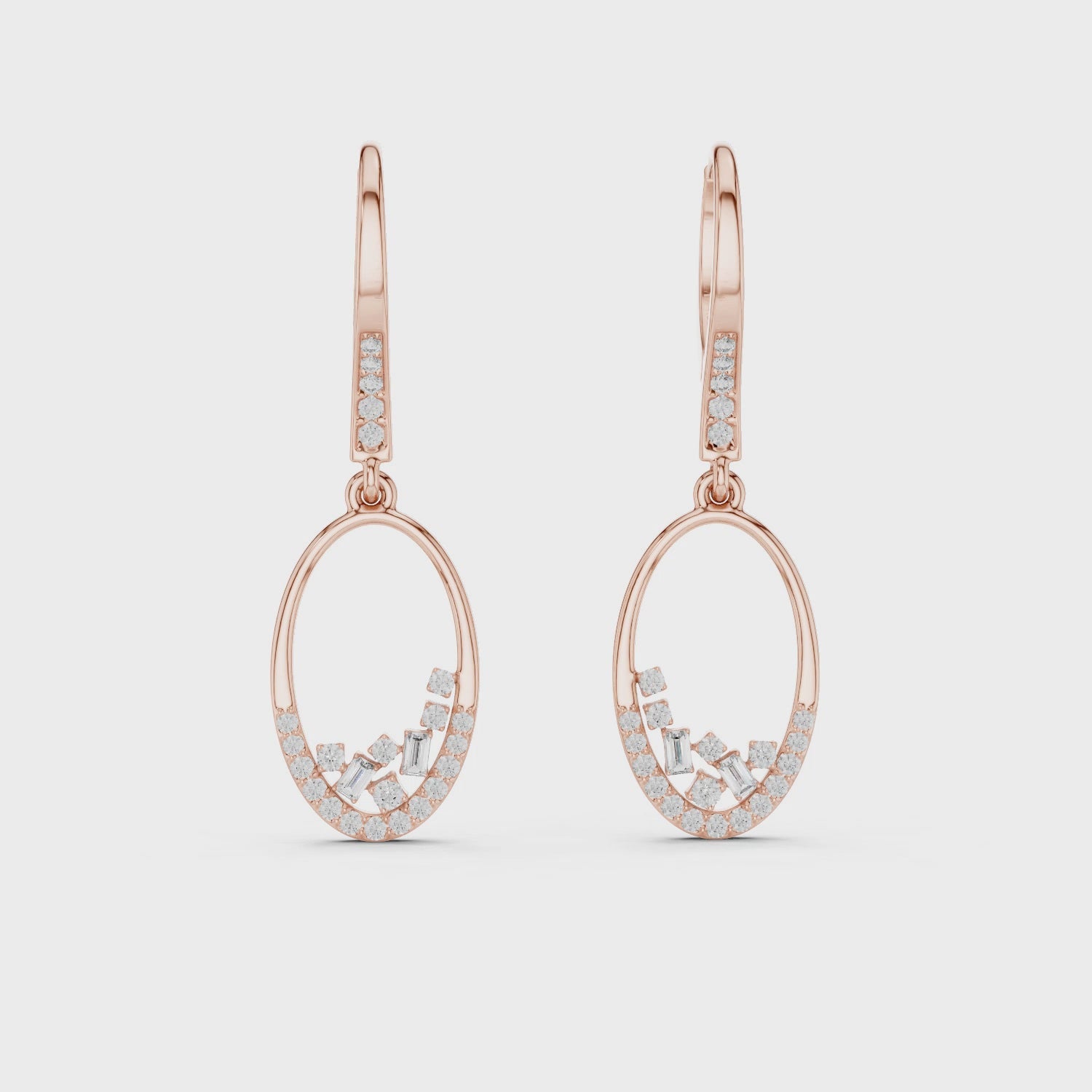 Flower huggie hoop earrings in rose gold