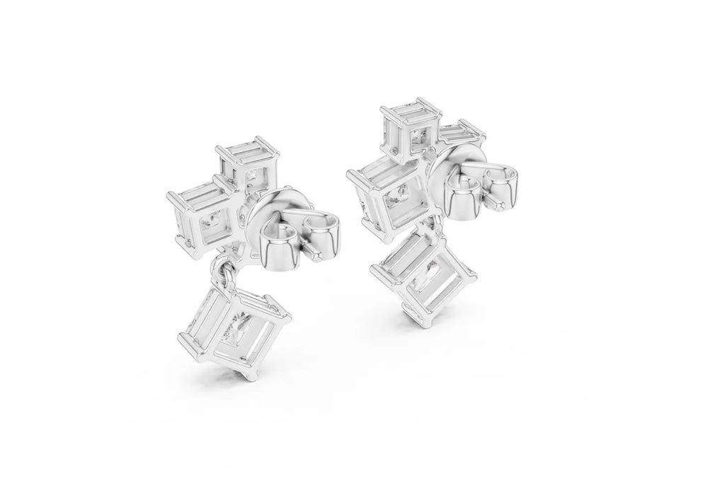 Elegant Emerald Cut Diamond  Stud Earrings