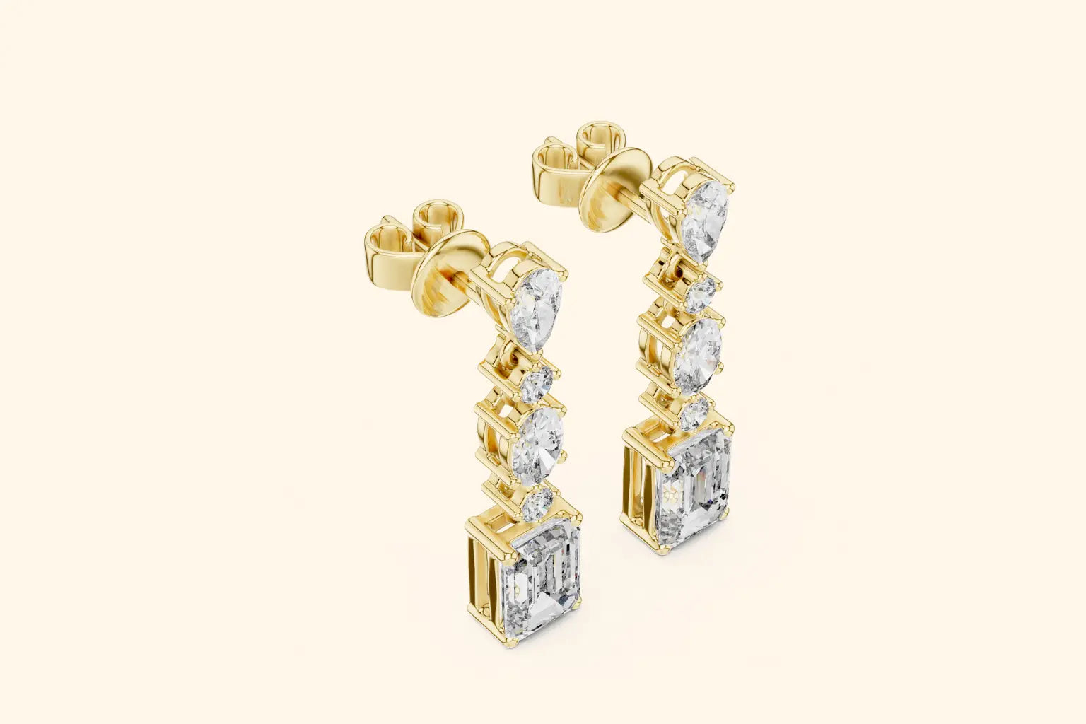 Elegant multi diamond drop earrings