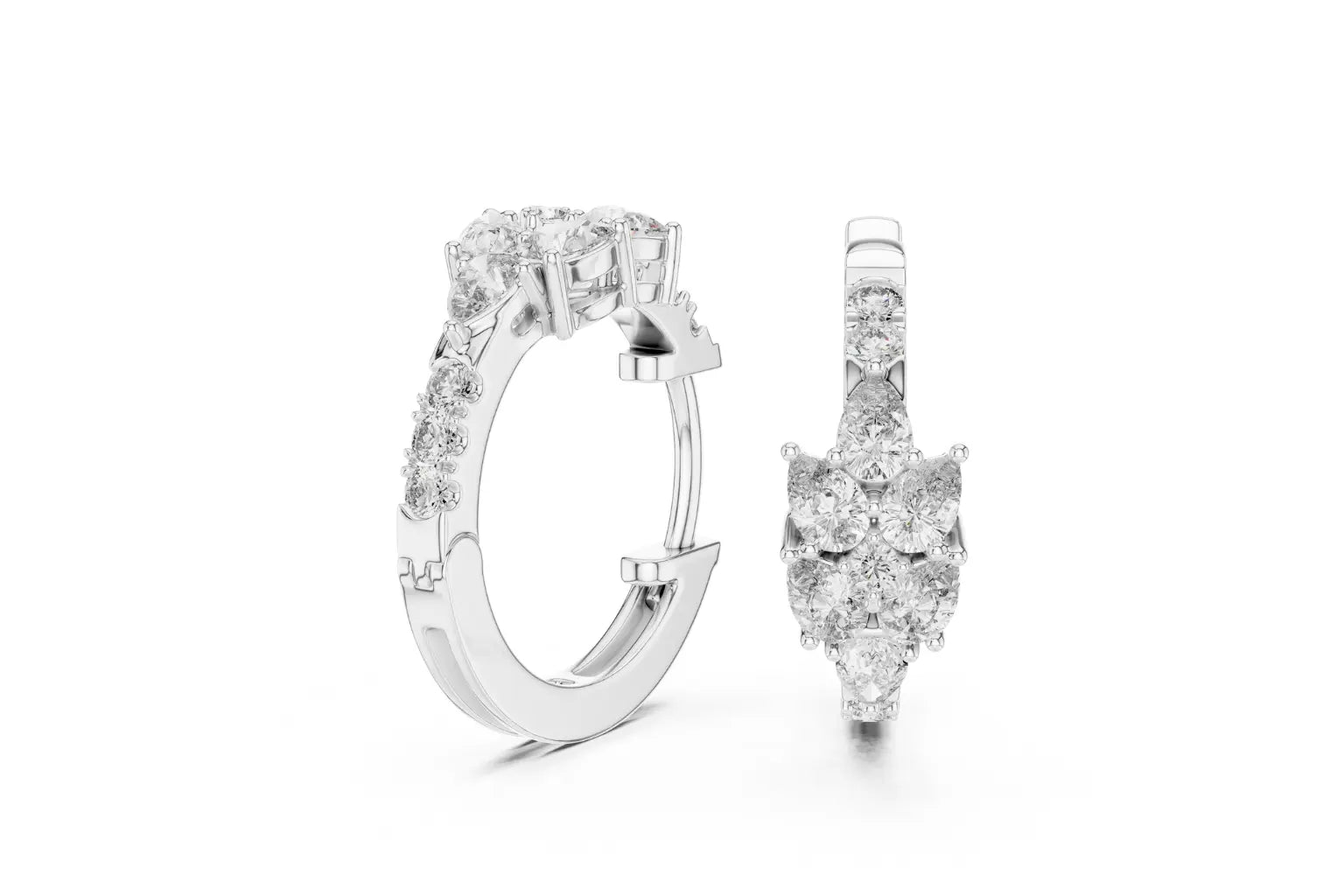 Cluster diamond hoop earrings