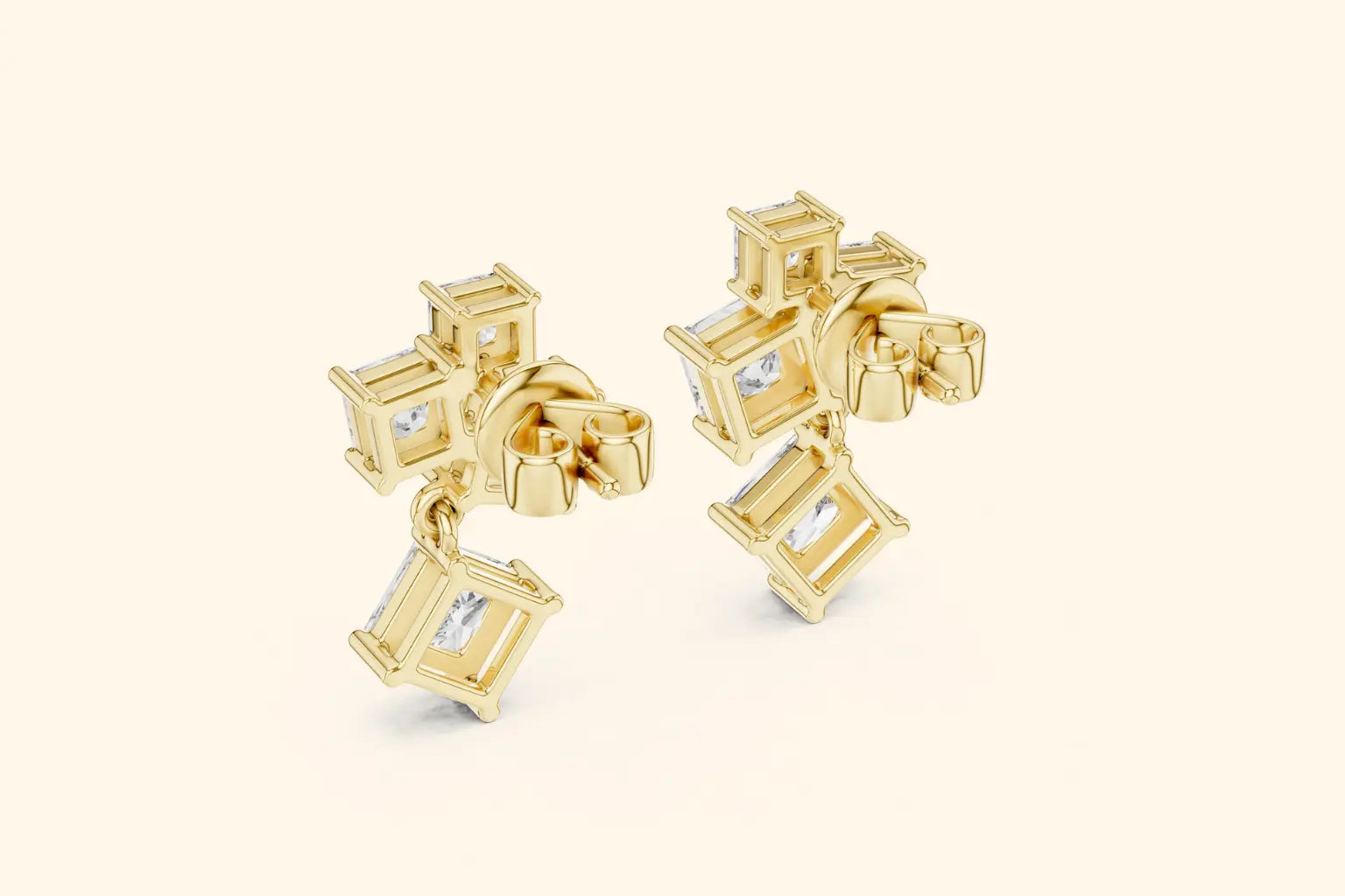 Elegant Emerald Cut Diamond  Stud Earrings