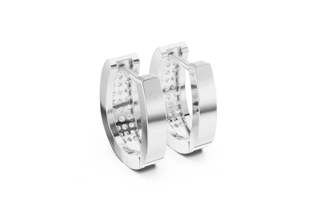 White Gold hoop earrings on a white background