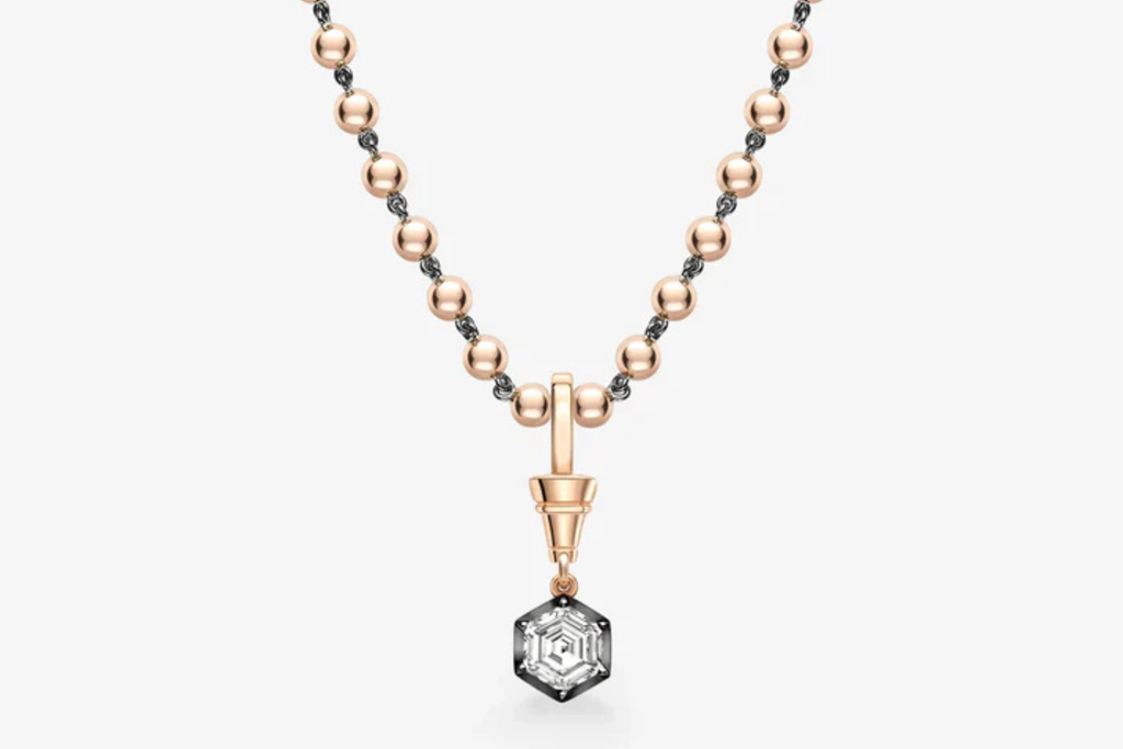 Ball n Chain 1.44ct Hexagon Diamond Pendant