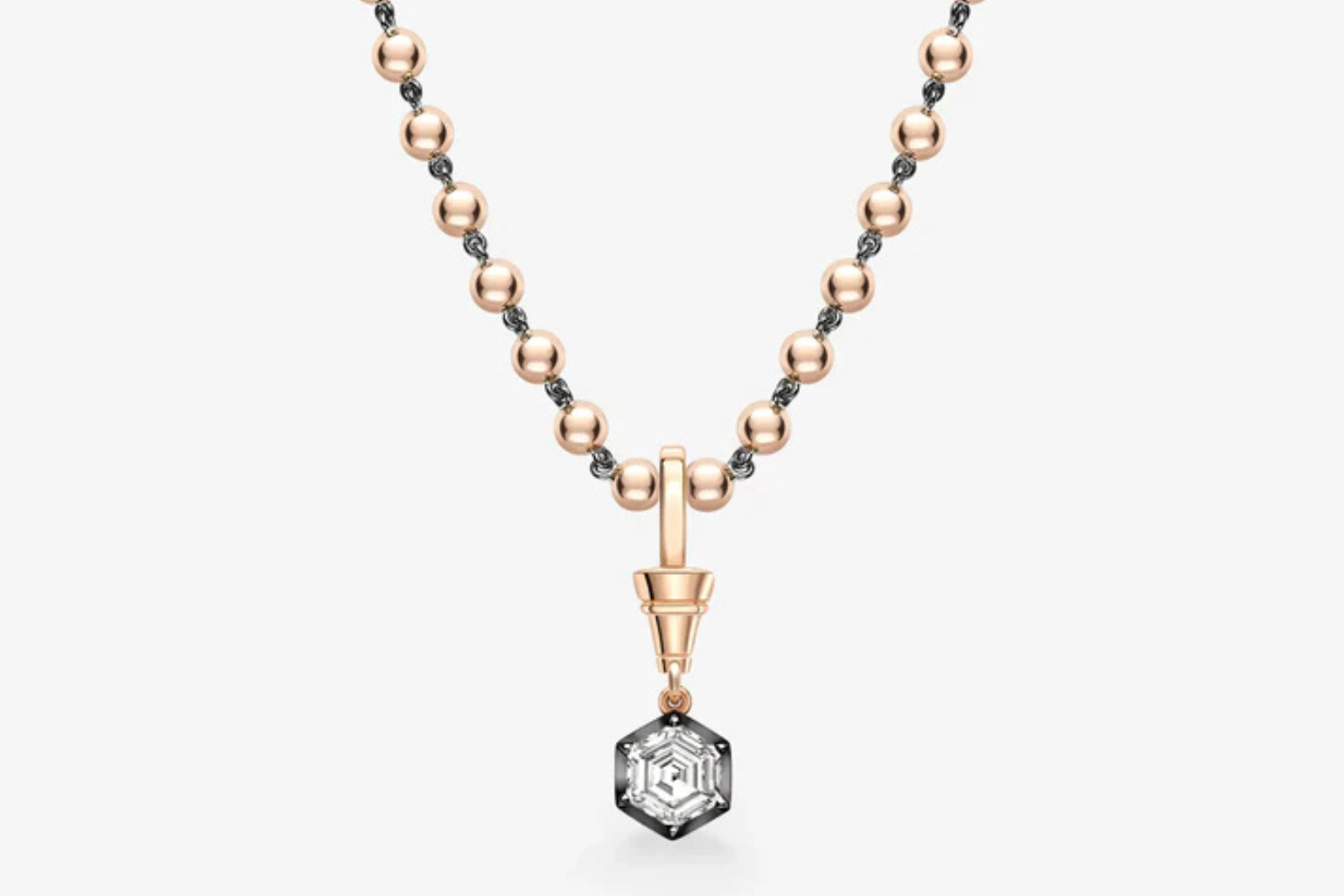 Ball n Chain 1.44ct Hexagon Diamond Pendant