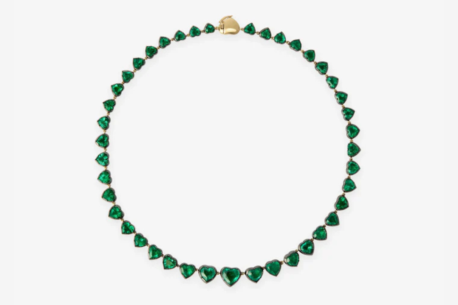 Signature Emerald Heart Button Back Necklace