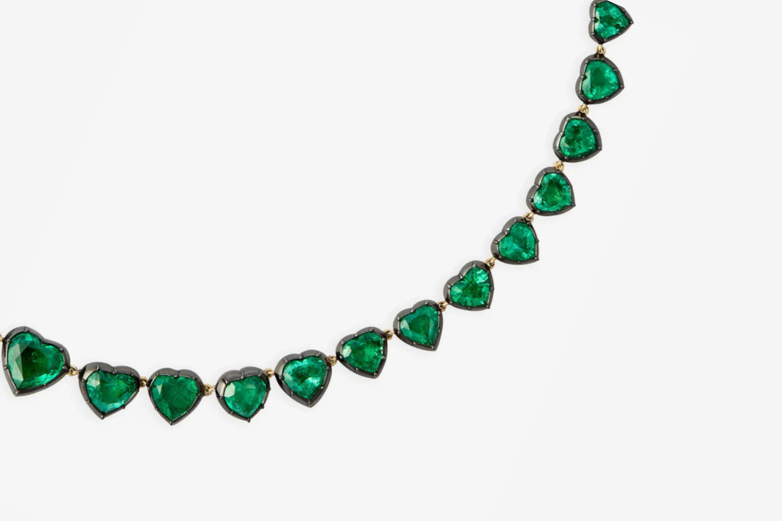Signature Emerald Heart Button Back Necklace