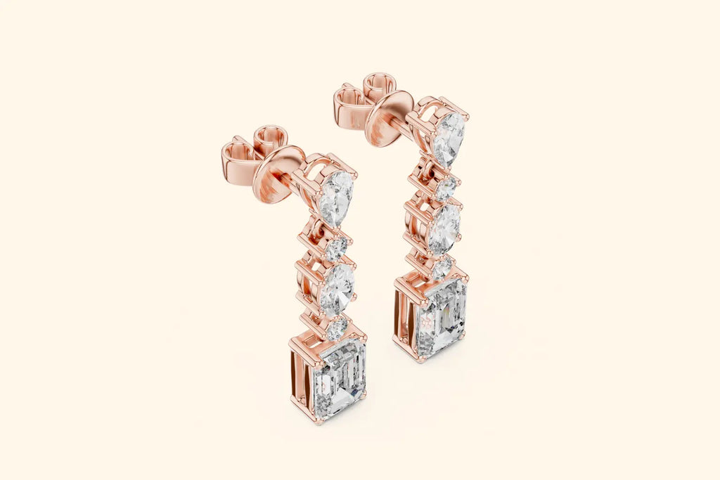 Elegant multi diamond drop earrings