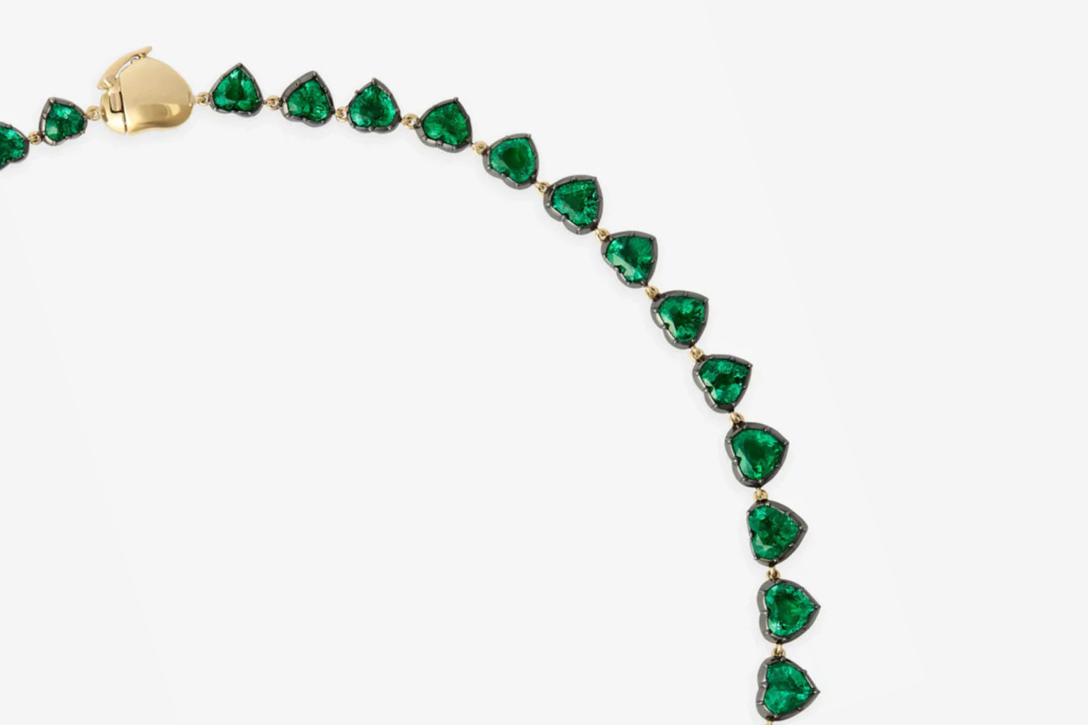 Signature Emerald Heart Button Back Necklace