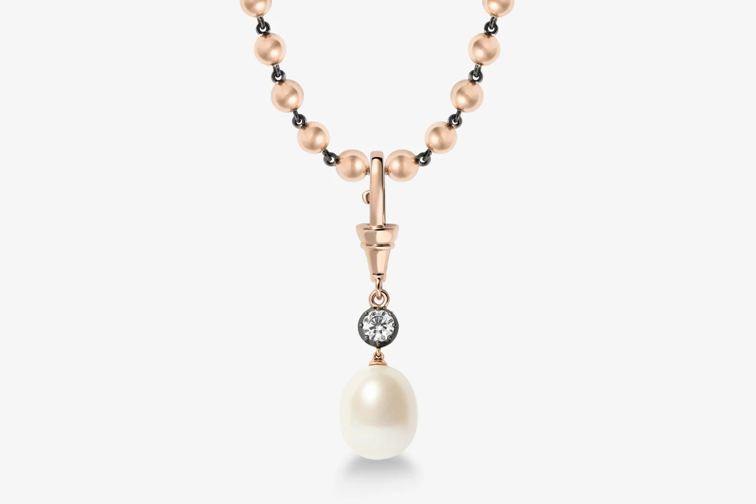 Ball n Chain Pearl & 0.40ct Diamond Pendant