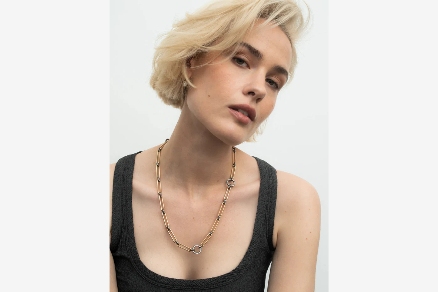 Gem Clip Diamond Long Necklace