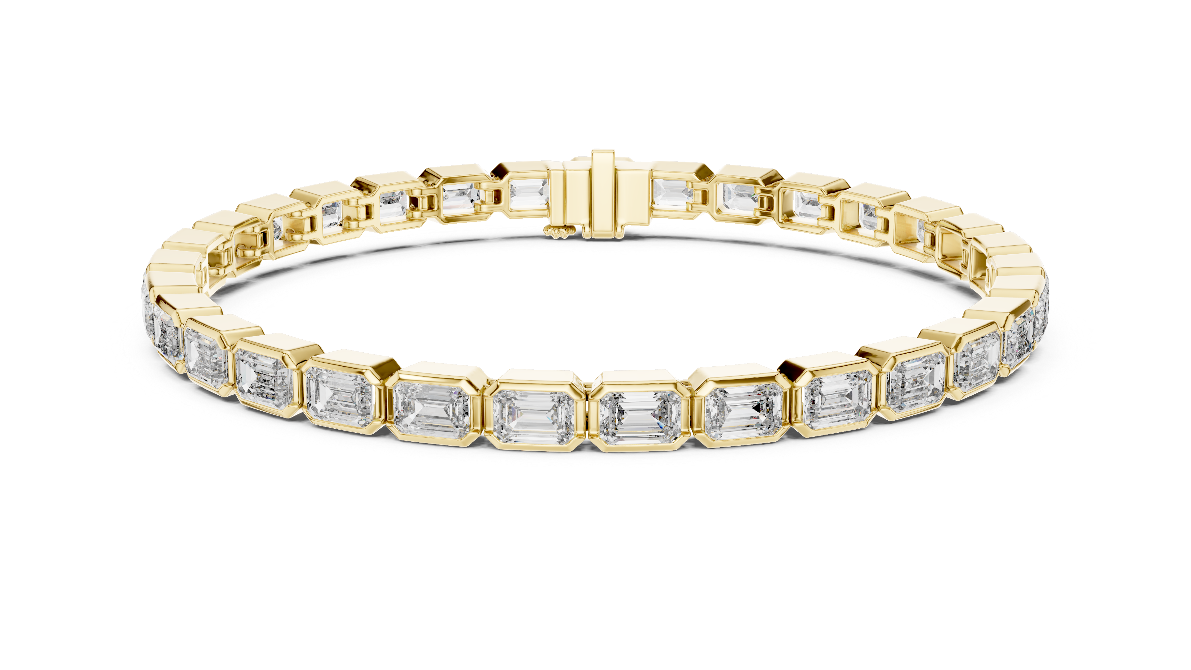 Emerald Cut Diamond Bezel-Set Tennis Bracelet in Rose Gold
