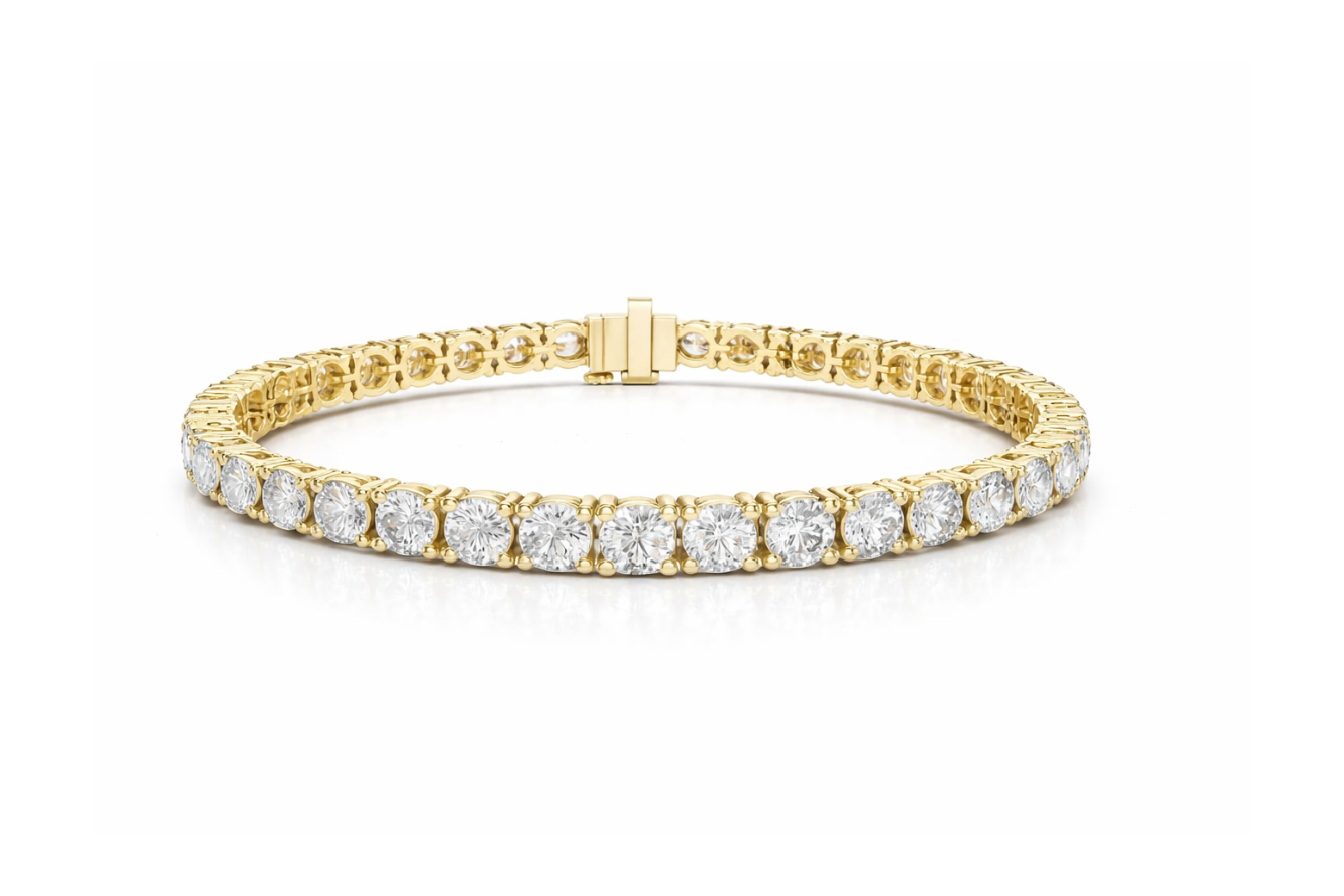 Emerald Cut Diamond Bezel-Set Tennis Bracelet in Rose Gold
