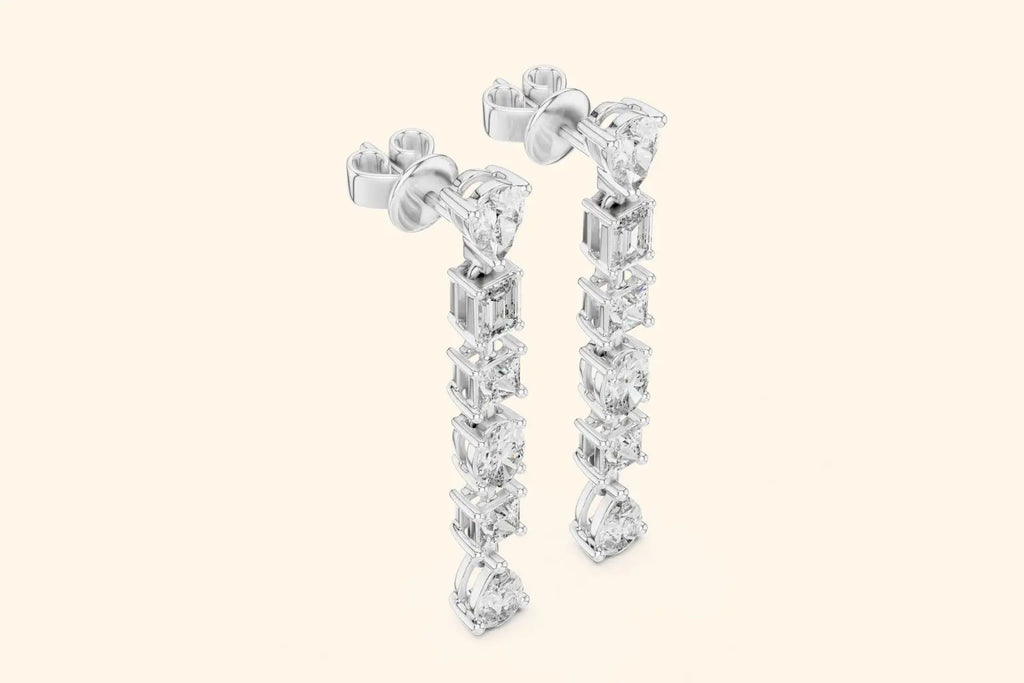 Mixed-Cut Diamond Dangle Earrings