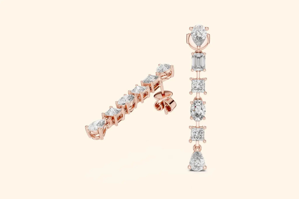 Mixed-Cut Diamond Dangle Earrings