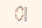 Rose Gold Diamond Huggie Hoop Earrings | Half-Eternity Design