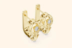 Elegant gold and diamond lever back earrings. Secure hinged closure provides comfortable and stylish wear.