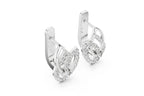 Elegant silver-gold diamond earrings featuring intertwined loops and sparkling round-cut stones.
