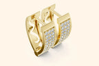 Yellow gold pave diamond lever back earrings.