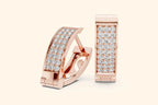 Pair of rose gold lever back earrings with a fully pave-set diamond front.