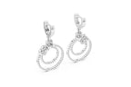 Pair of silver hoop earrings on a white background