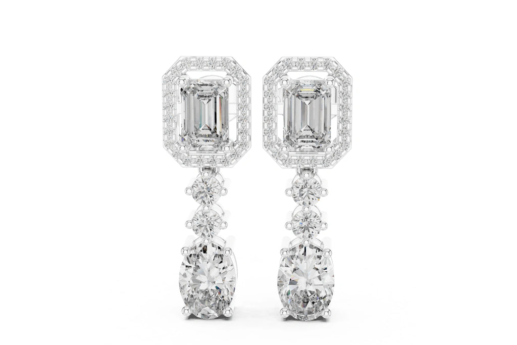 Multi-stone diamond design drop earrings