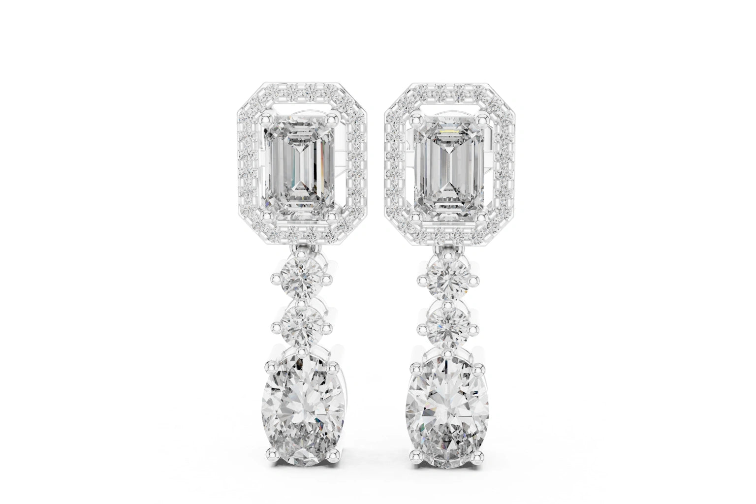 Multi-stone diamond design drop earrings