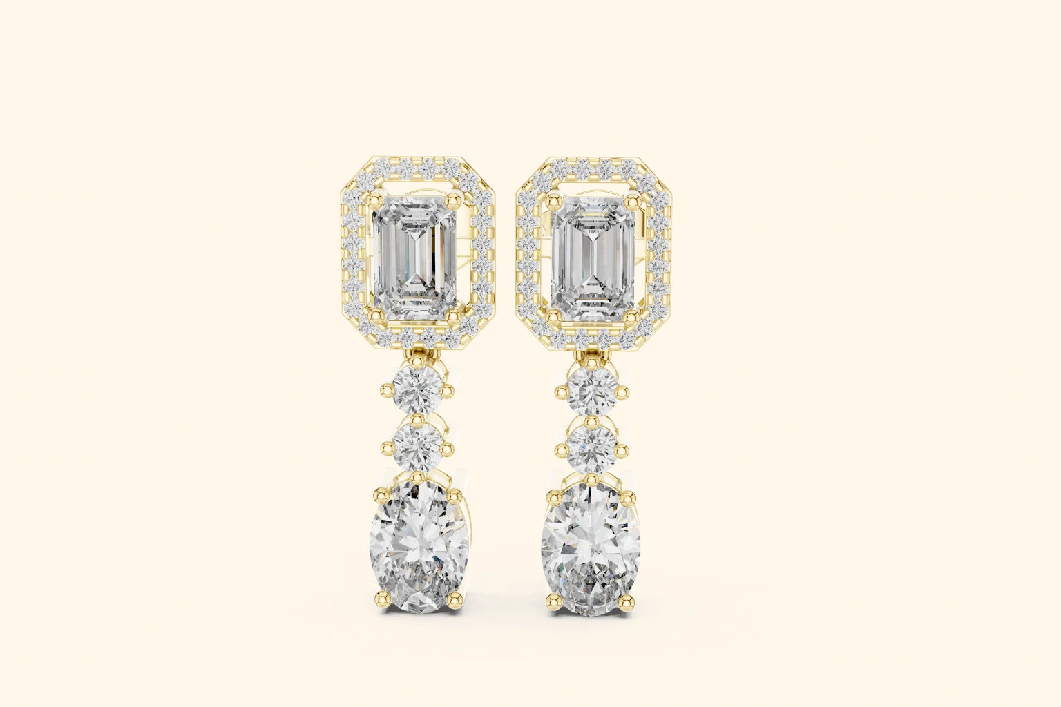 Multi-stone diamond design drop earrings