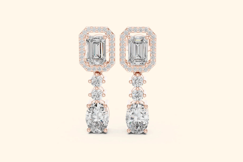 Multi-stone diamond design drop earrings