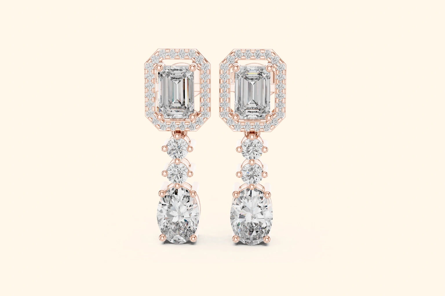 Multi-stone diamond design drop earrings