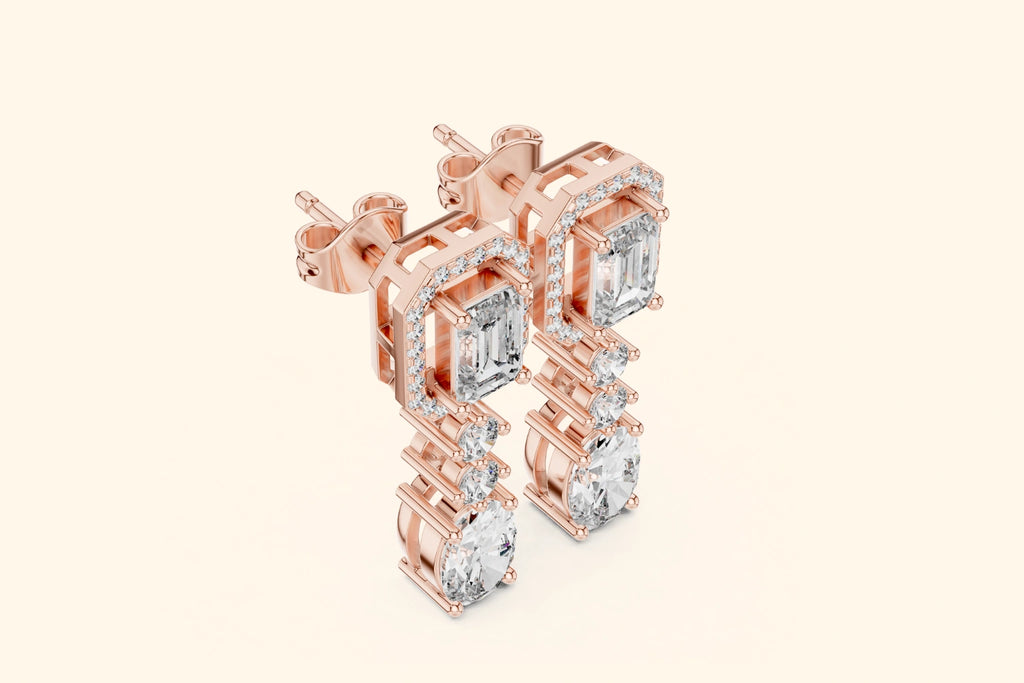 Multi-stone diamond design drop earrings