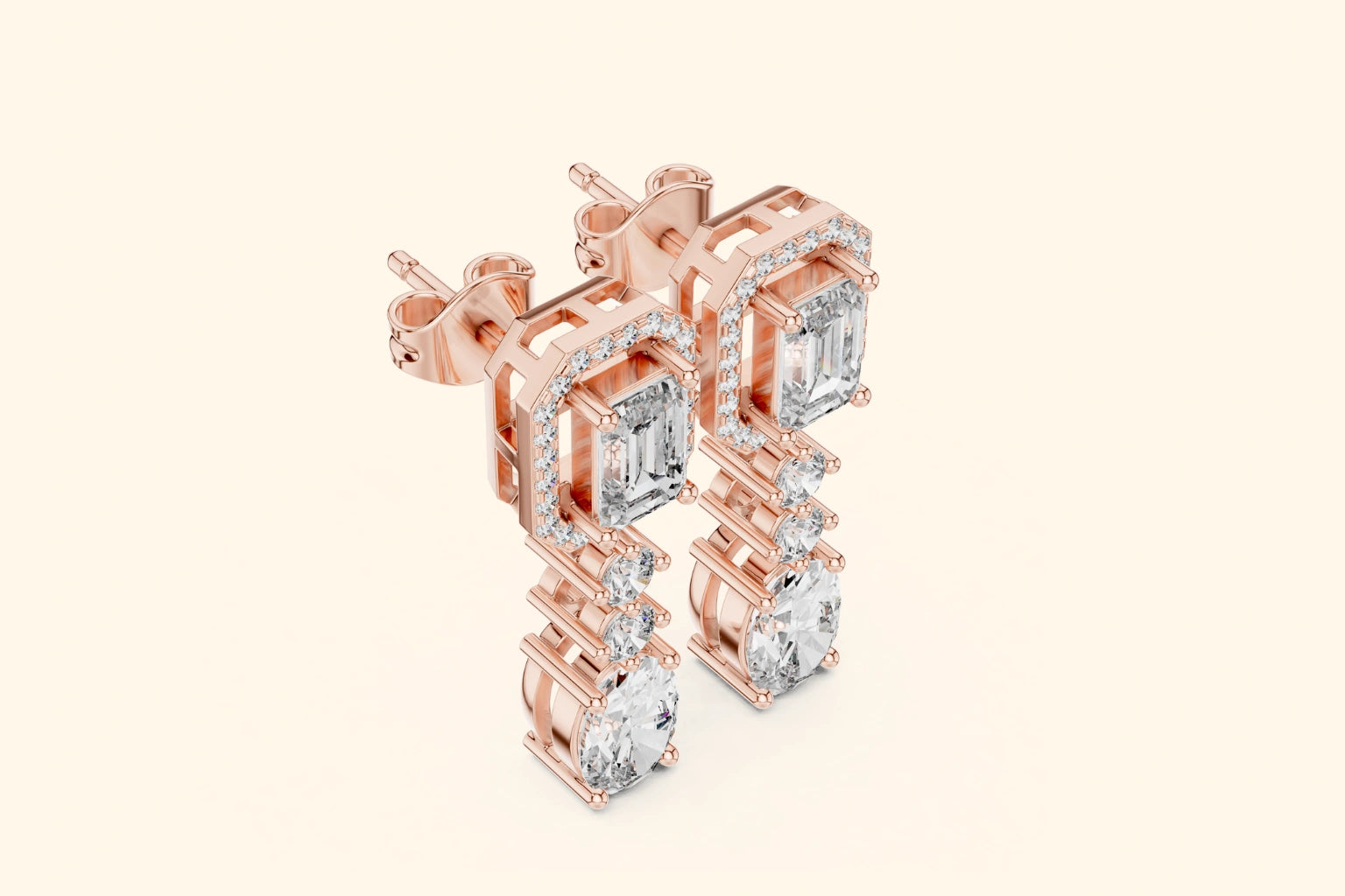 Multi-stone diamond design drop earrings