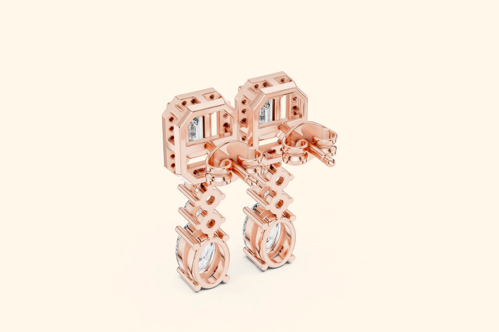 Multi-stone diamond design drop earrings