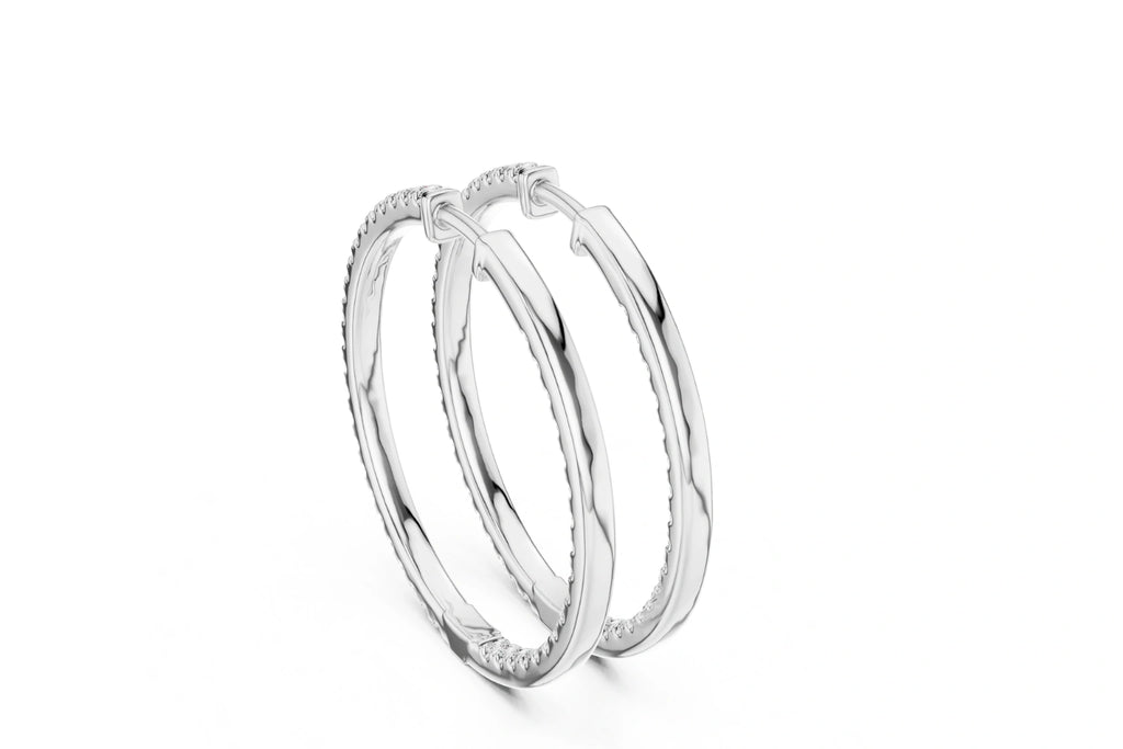 Elegant and timeless inside-out diamond hoop earrings