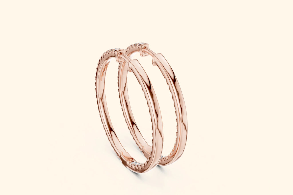 Elegant and timeless inside-out diamond hoop earrings