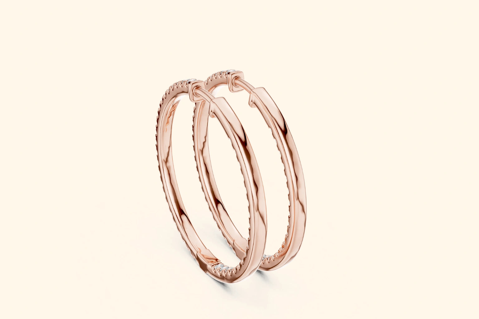 Elegant and timeless inside-out diamond hoop earrings