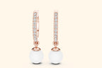 Diamond and pearl drop hoop earrings