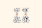 Two-stone diamond drop stud earrings