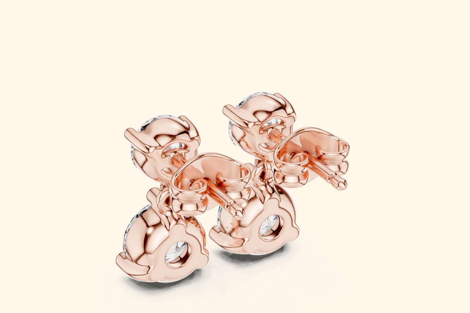 Two-stone diamond drop stud earrings