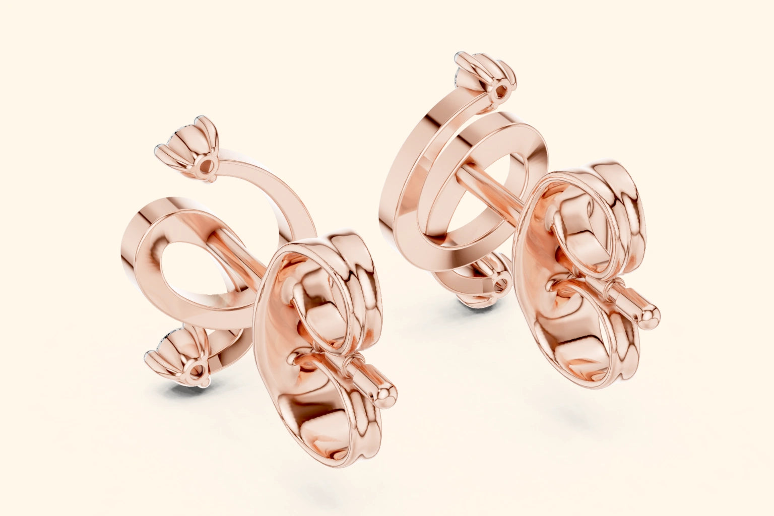 Modern looped design diamond stud earrings