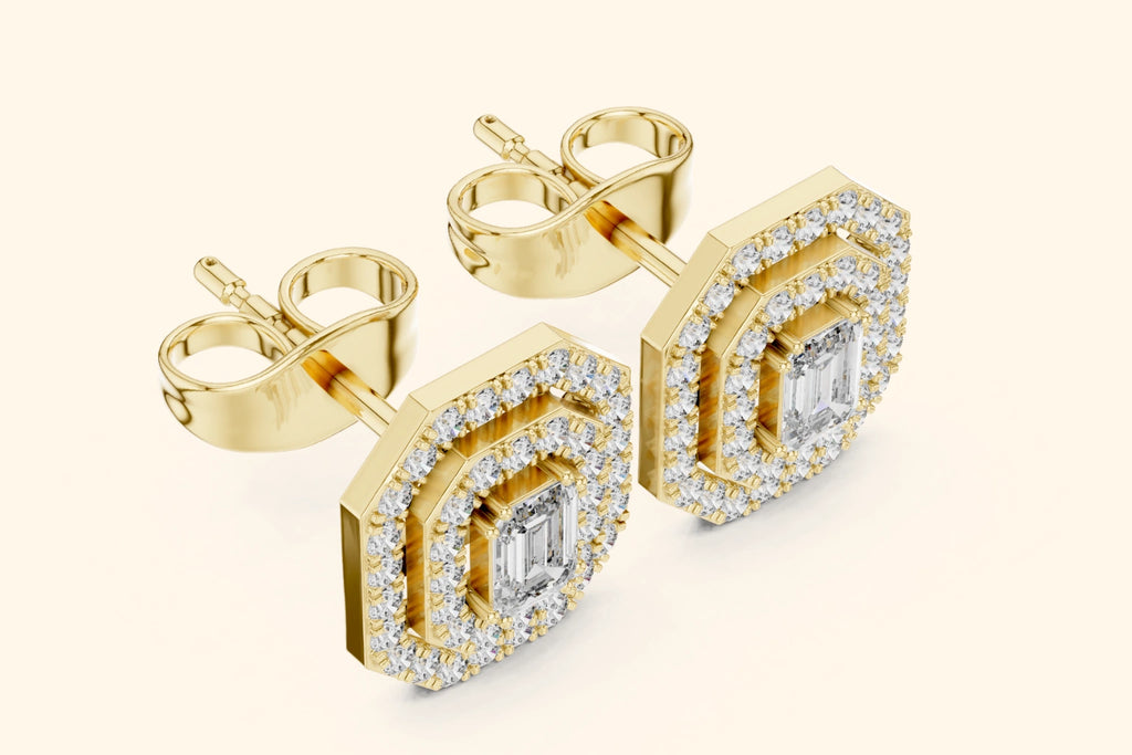 Halo Diamond Stud Earrings