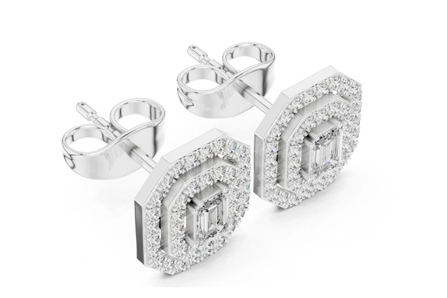 Halo Diamond Stud Earrings