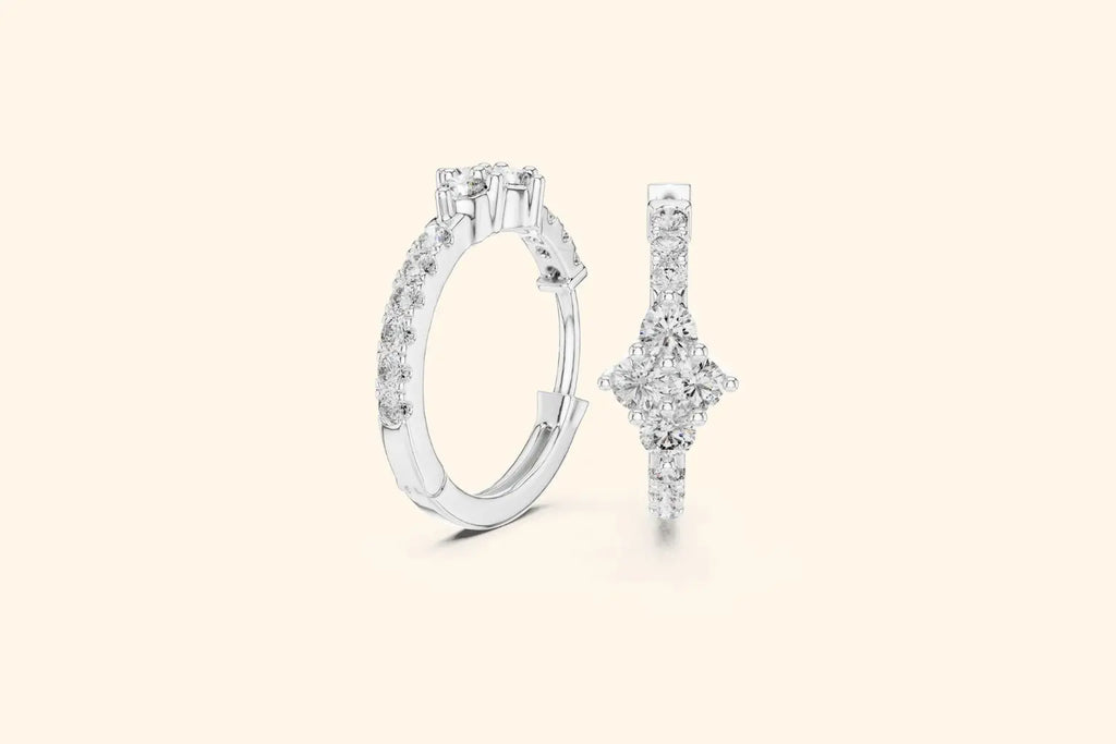 Diamond earring on a light beige background